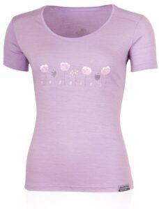 Lasting dámske merino tričko s tlačou POPPY fialové Veľkosť: M