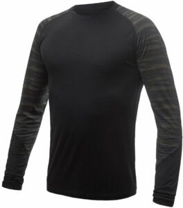SENSOR MERINO IMPRESS pánske tričko dl.rukáv čierna/batik Veľkosť: S