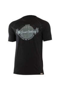 Lasting LUCAS 9090 čierna pánske vlnené Merino tričko s tlačou Veľkosť: M