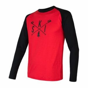 SENSOR MERINO ACTIVE PT SKI pánske tričko dl.rukáv červená / čierna Veľkosť: M